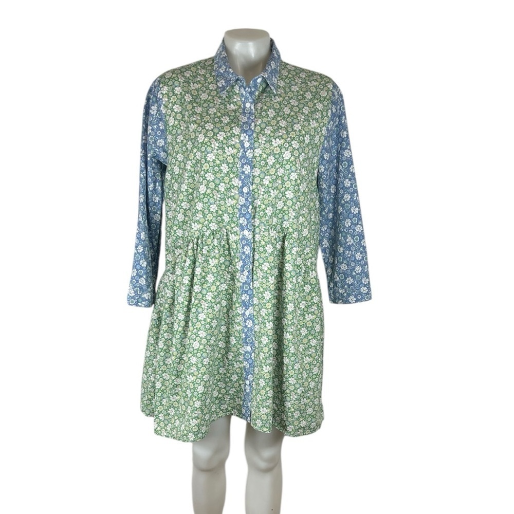 Hyacinth House Tuckernuck floral blocked Celeste cotton dress M